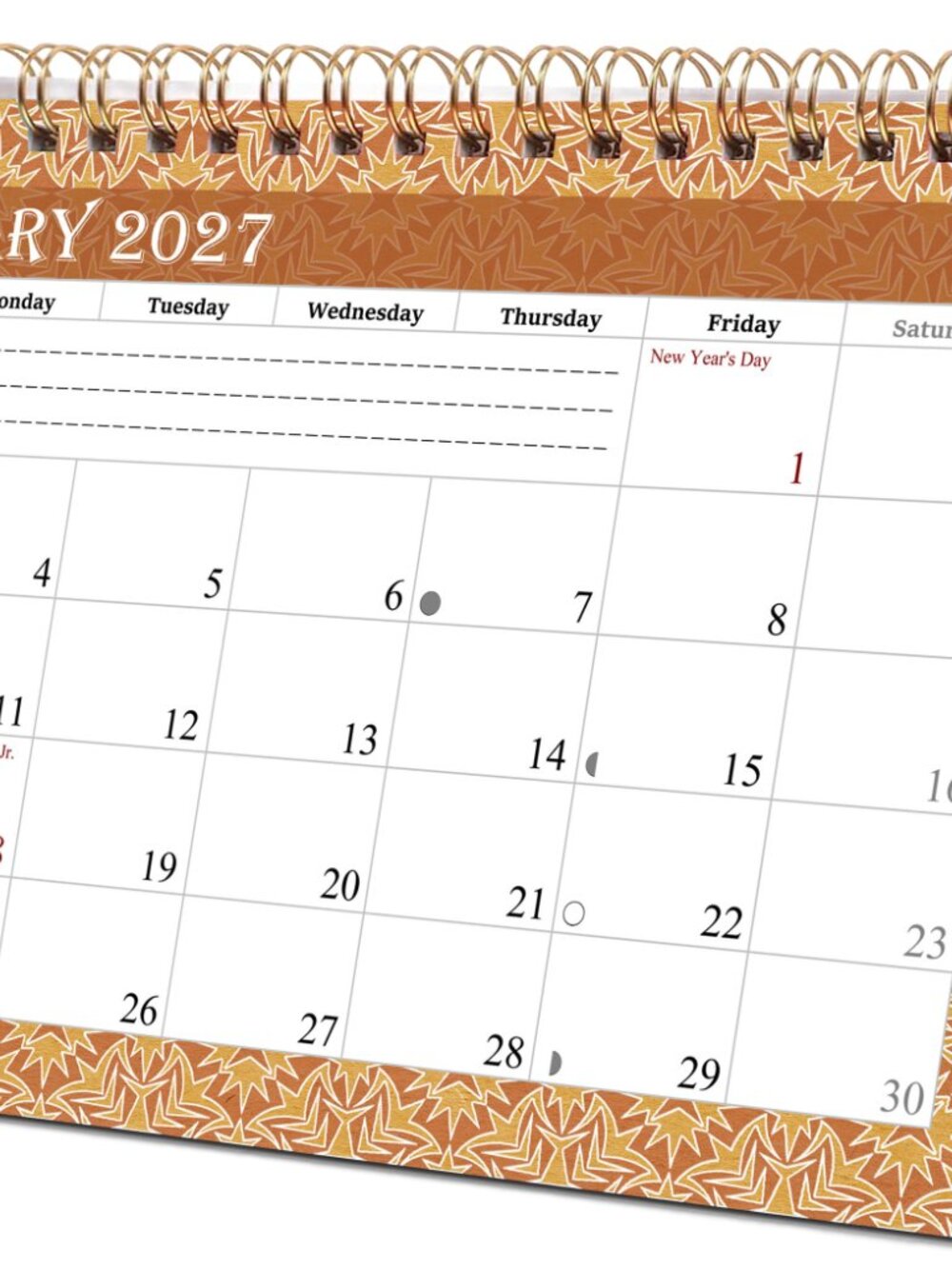 2027-12 Months Desk Calendar Desktop Planner with To-Do List & Notes 09